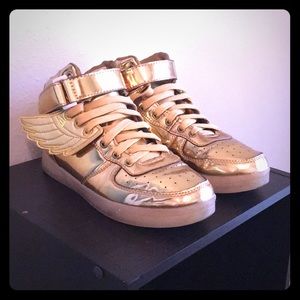 ✨Gold Metallic Winged High Tops